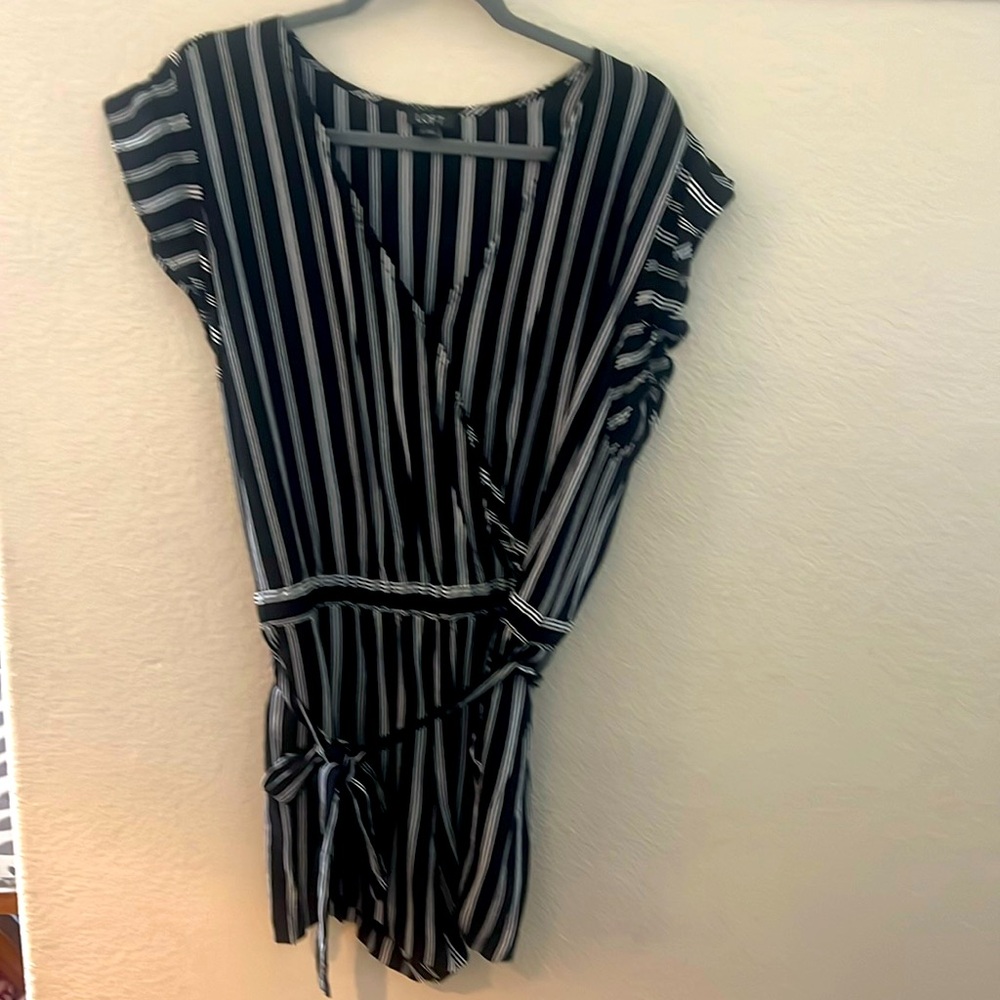 Loft Black and White Romper w/ pockets